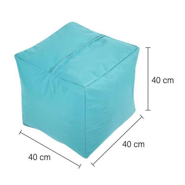 Green Bean Sitzsack-Hocker 40x40x40cm mit EPS-Perlen Füllung - Fußhocker Fußkissen Sitz-Pouf für Sitzsäcke - Bodenkissen für Kinder und Erwachsene - Fußablage Sitzkissen Sitzhocker Türkis