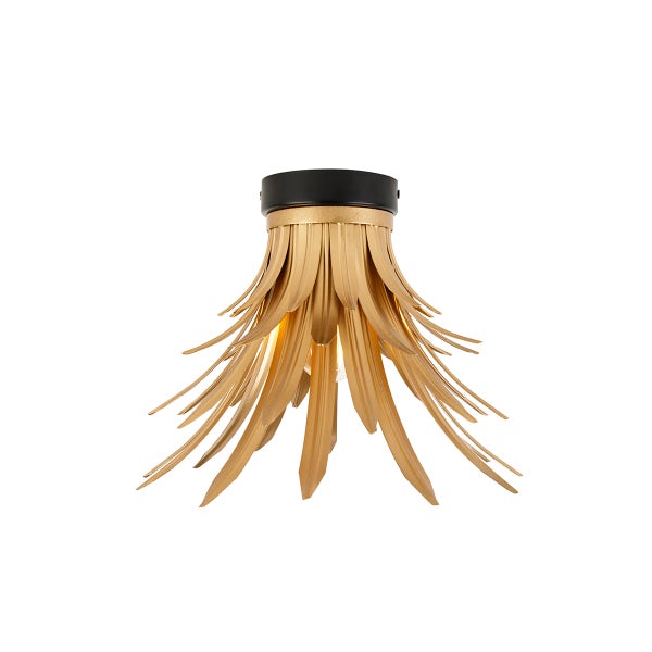 Deckenleuchte aus goldfarbenem Metall mit blattförmigem Design
