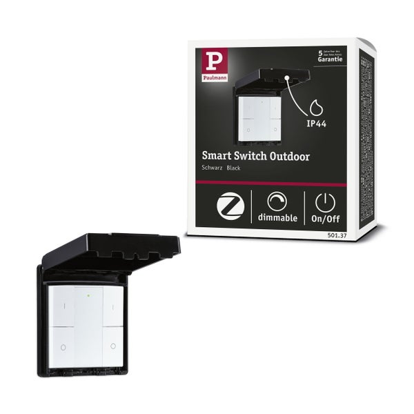 Wandschalter Smart Home Zigbee 3.0 On/Off/Dimm Outdoor Schwarz