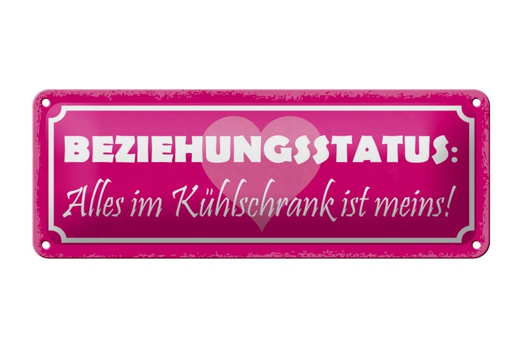 Blechschild Spruch 27x10cm Beziehungsstatus Kühlschrank Dekoration