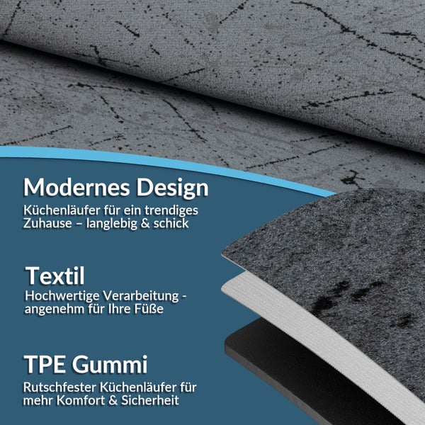 Küchenläufer mit Textiloberfläche und TPE Gummi Unterseite