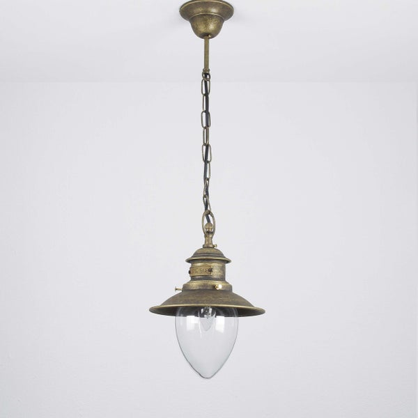 Hängelampe mit Kette und Glasschirm