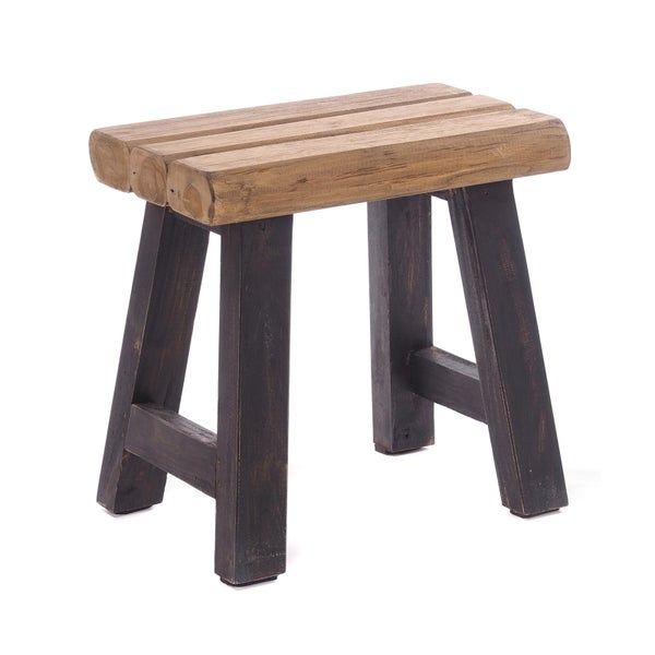 Sitzhocker Rustic Teakholz massiv 04 schwarz-natur