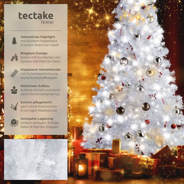 Geschmückter, weisser Weihnachtsbaum von tectake home mit Geschenken