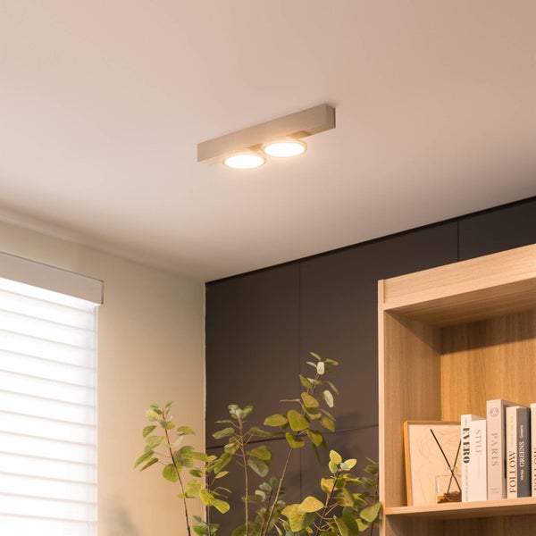 Deckenleuchte mit zwei Lichtquellen in einem modern eingerichteten Raum