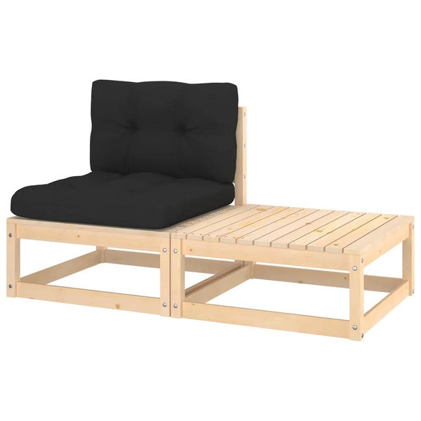 2-tlg. Garten-Lounge-Set mit Kissen Massivholz Kiefer