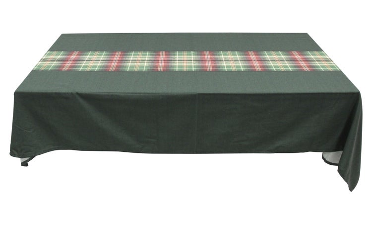 FRANK FLECHTWAREN | Tafeldecke Karo-Grün, 140 x 240 cm, POLYESTER, BAUMWOLLE