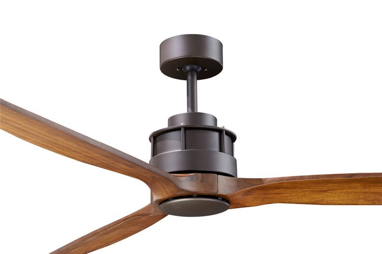 Deckenventilator mit drei Flügeln in Holzoptik und Gehäuse mit Deckenhalterung