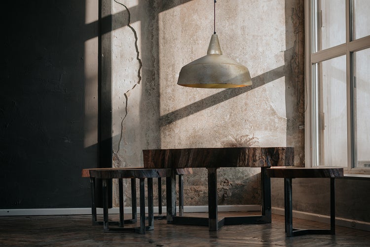 Loft Stil Hängelampe Modern in Gold Beige, Industrielle Vintage Pendellampe 33 cm | Wohnzimmer Esszimmer Leuchte