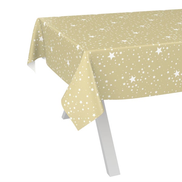 Abwaschbare Wachstuch-Tischdecke mit Sternenmuster.