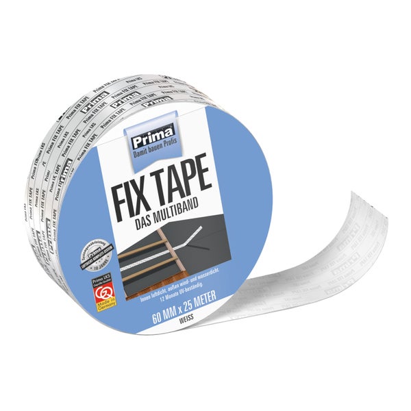 Prima Fix Tape Multiband, 60 Millimeter x 25 Meter, weiß, luftdicht, wind- und wasserdicht für Innenanwendungen.
