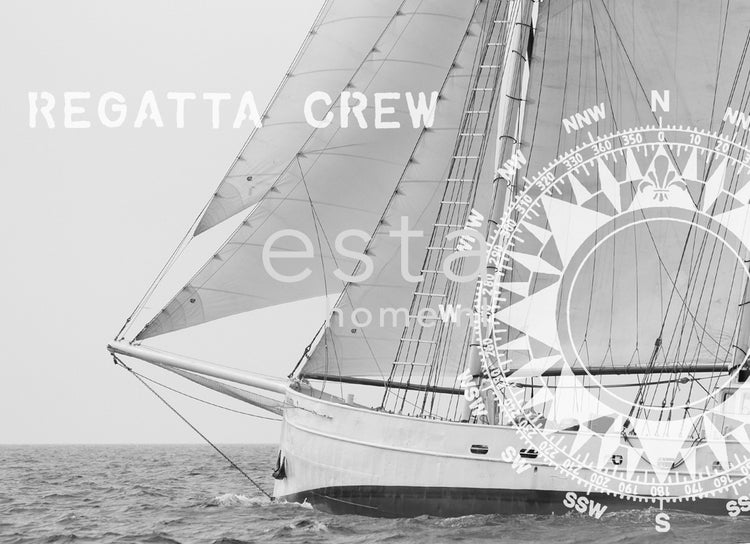 ESTAhome Fototapete Seegelboot Schwarz und Weiß - 372 x 270 cm - 156430