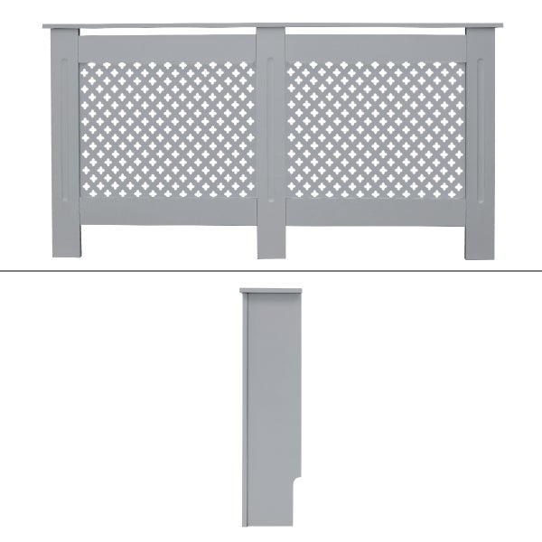 ECD Germany Heizkörperverkleidung mit Wabenmuster 152x19x82 cm Grau aus MDF lackiert für Schlafzimmer Wohnzimmer, Heizungsverkleidung Heizkörperabdeckung Heizungsabdeckung Heizung Heizkörper Abdeckung