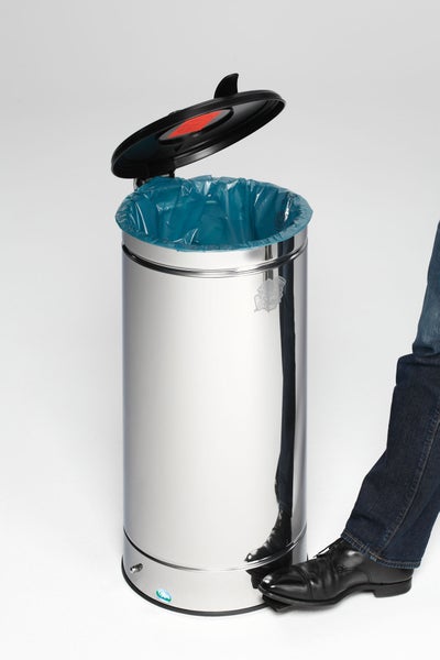 PROREGAL Großvolumiger Abfallsammler Mit Fußpedal 66 Liter HxBxT 80 x 43 x 43 cm Edelstahl