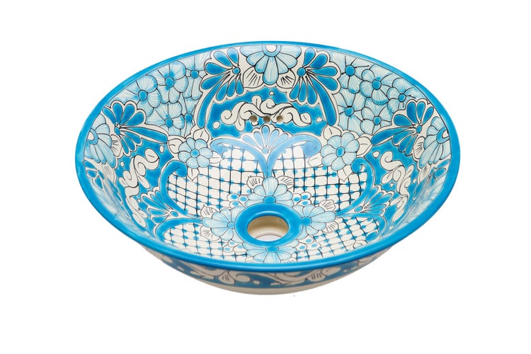 Keramik Waschbecken mit Blumenmuster