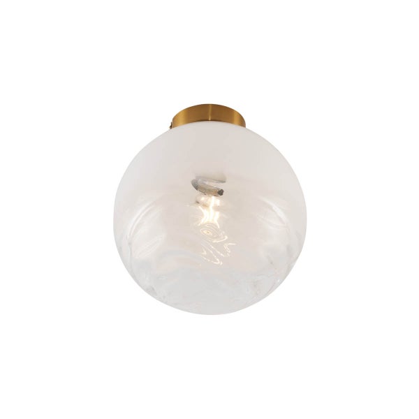 Deckenleuchte mit runder, strukturierter Glasschirm