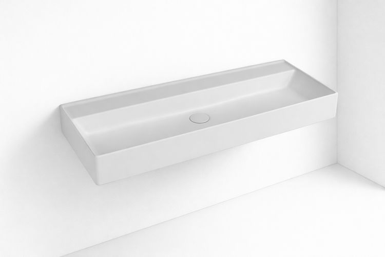 Rechteckiges Aufsatzwaschbecken zur Wandmontage