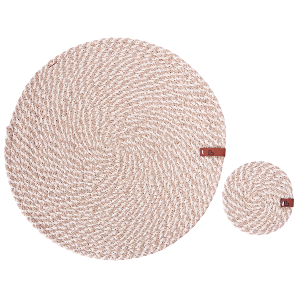 Tischset mit Untersetzern 12-teilig PIPTURUS Naturfarben Jute
