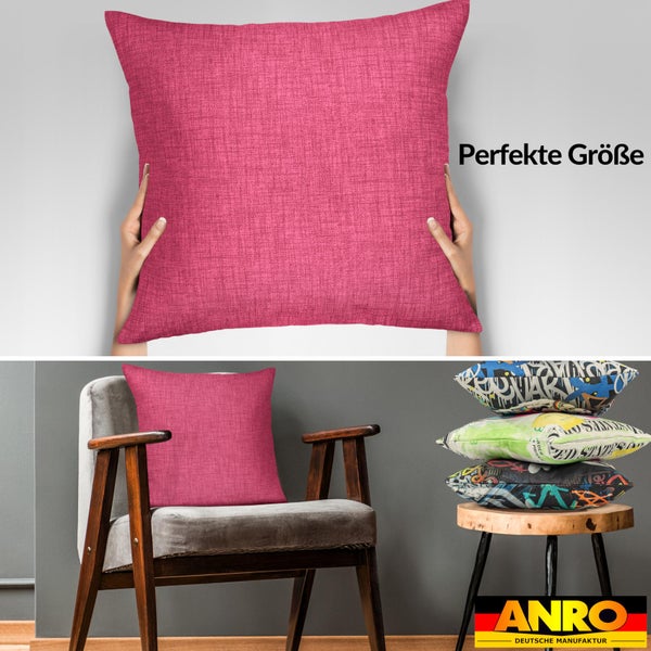 Kissenhülle Fuchsia 40x40cm ohne Füllung Leinenoptik