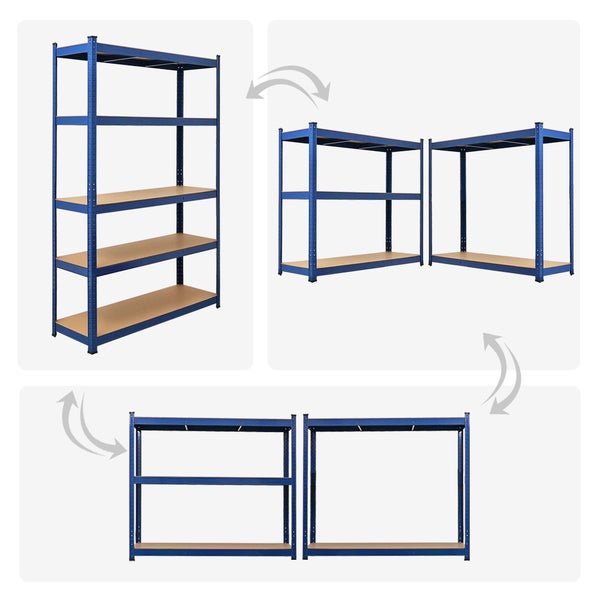 PROREGAL Mega Deal 2x Schwerlastregal Ragnar HxBxT 180 x 120 x 40 cm Fachlast 175 kg Blau Garagenregal Kellerregal Werkstattregal Steckregal