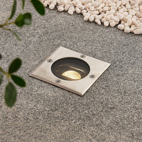Lucande LED Bodeneinbauleuchte Doris (wasserdicht (Modern) in Alu aus Aluminium (1 flammig, ) - Außenleuchte für Garten Terasse Balkon & Haus