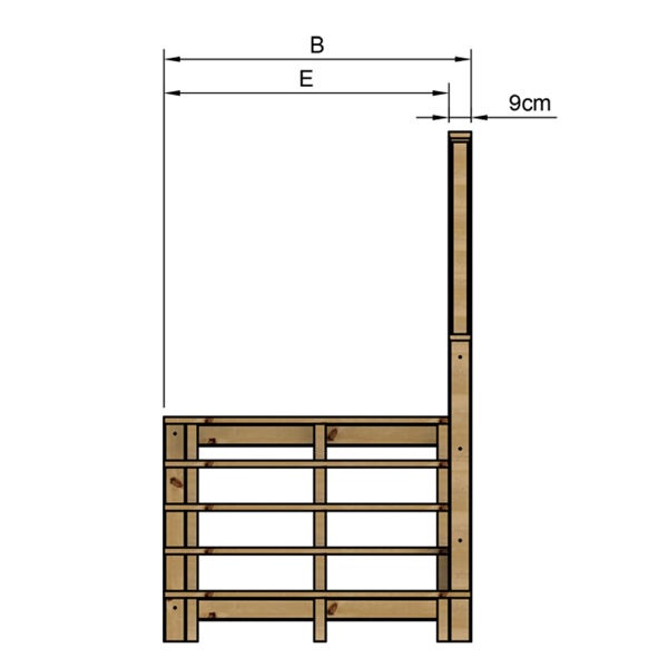 Holzkonstruktion mit Maßangaben