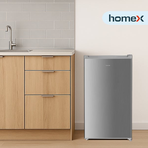 homeX Gefrierschrank Tiefkühlschrank klein 60L Nutzinhalt 4-Sterne Gefrieren Freezer kompakt freistehend silber