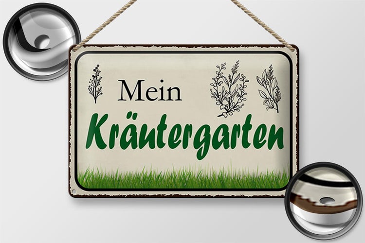 Blechschild Spruch 30x20cm mein Kräutergarten Garten