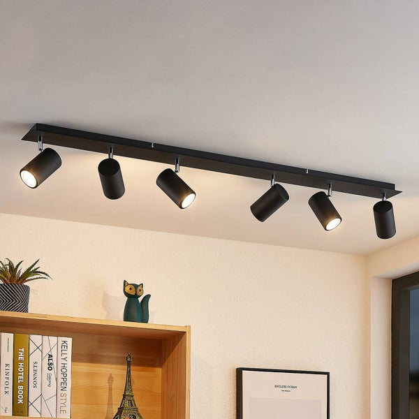 Lindby Strahler Joffrey (Modern) in Schwarz aus Metall (6 flammig, GU10) - Deckenlampe Deckenleuchte Lampe Spot Wohnzimmerleuchte