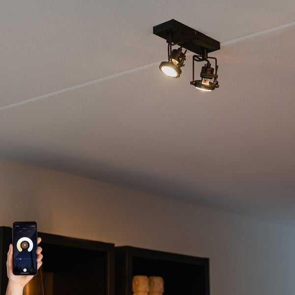 Industrieller Smart Spot schwarz inkl. 2 WiFi GU10 - Suplux