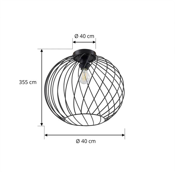 Lindby Deckenlampe Danika (Modern) in Schwarz aus Metall (1 flammig, E27) - Deckenleuchte Lampe Wohnzimmerleuchte