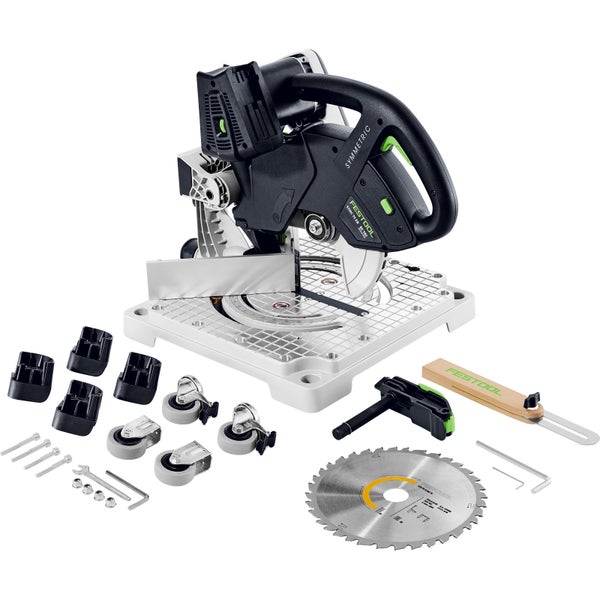 Festool Akku-Kapp- und Gehrungssäge mit Akku auf Rollen