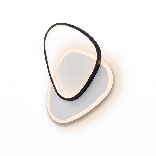 Moderne LED-Wandleuchte mit zwei überlappenden, organisch geformten Elementen.