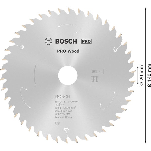 Bosch Kreissägeblatt Pro Wood Durchmesser 140 Millimeter