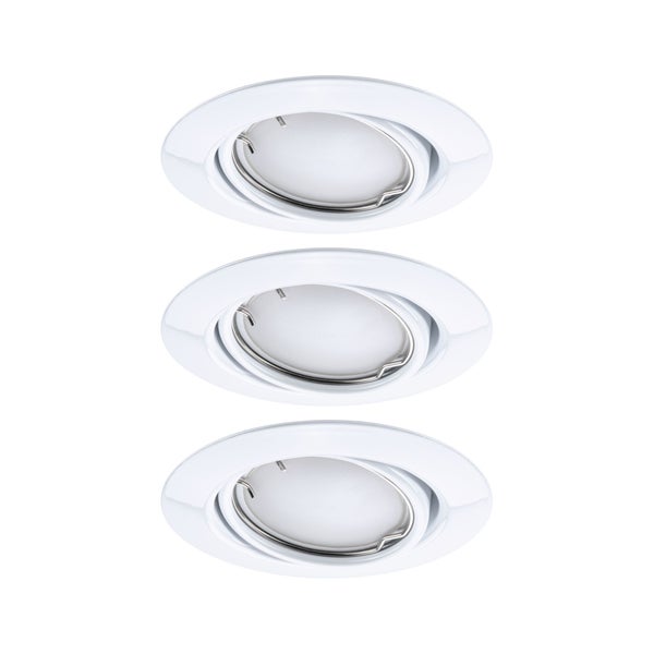 Set mit drei schwenkbaren LED Einbaustrahlern rund zur Deckenmontage