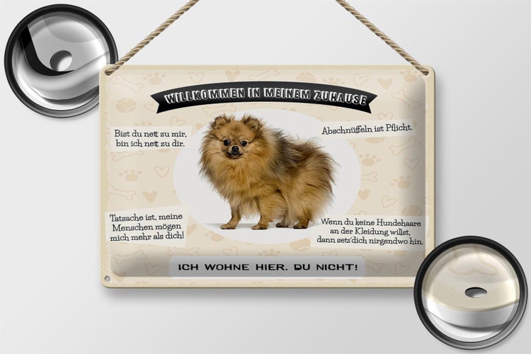 Blechschild Spruch 30x20cm Tiere Spitz willkommen wohne hier