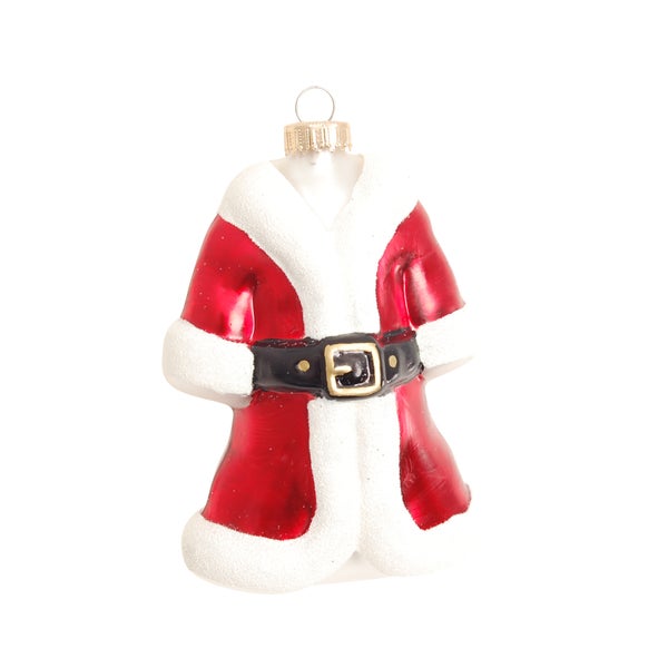 Weihnachtsmann mit Mantel, Glasfigur, rot/weiß/schwarz, 11cm, 1 Stck.