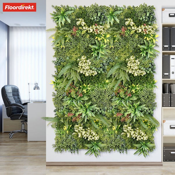 FLOORDIREKT Pflanzenwand - Rhea - Typ B - Kunstpflanzenwand zur Dekoration - 50 x 50 cm