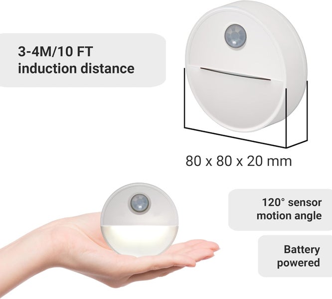 Proxinova Nachtlicht mit Bewegungsmelder, 3er Set, LED Nachtlicht mit Bewegungsmelder Batterie, Licht mit Bewegungsmelder, Ideal für Schrank, Badezimmer, Nachtlicht mit niedrigem Energieverbrauch