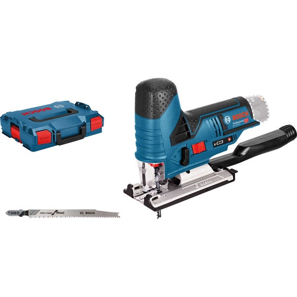 Bosch Professional Akku-Stichsäge GST 12 Volt-70 mit L-BOXX Transportkoffer und Holzsägeblatt.