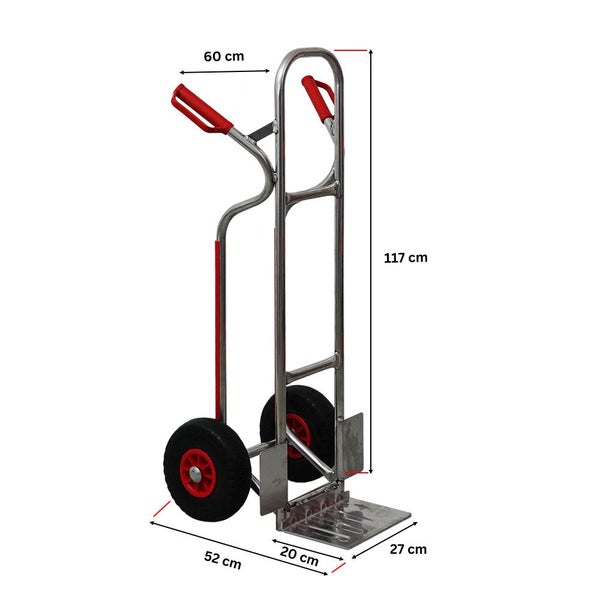 PROREGAL Sackkarre RAGNAR klappbarer Schaufel | HxBxT 117x60x52cm | Tragkraft 250kg | Pannensichere Räder | Aluminium