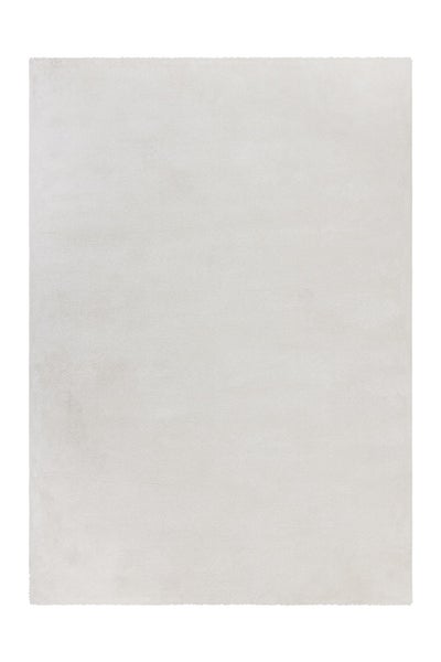 Rechteckiger Teppich mit kurzem Flor in Hellgrau.