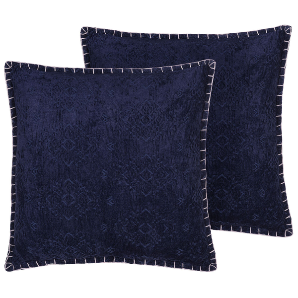 Dekokissen 2er Set MELUR 45 x 45 cm Dunkelblau Ikates Muster
