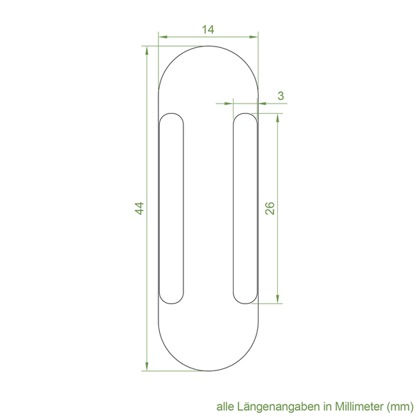 Technische Zeichnung mit Maßangaben in Millimeter