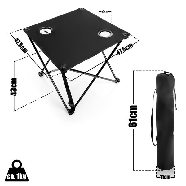 Campingtisch mit Getränkehalter und Tragetasche