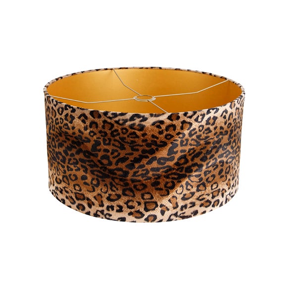 Velours Lampenschirm Leopard Design 50/50/25 Gold innen