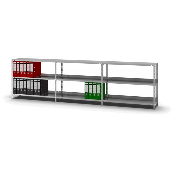 PROREGAL Aktenregal Schraubsystem Grundregal HxBxT 80 x 100 x 30 cm 3 Ebenen Fachlast 60 kg Mit Deckboden Einseitig Nutzbar Verzinkt