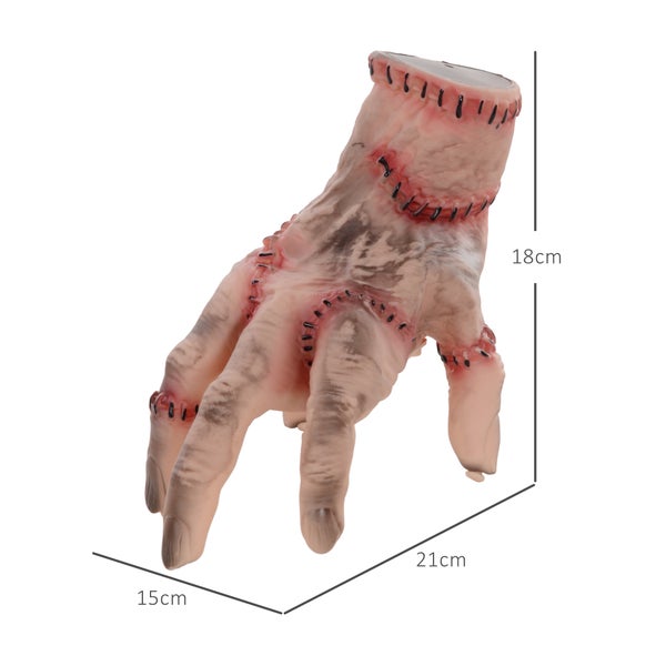 HOMCOM 21cm Halloween Dekoration Realistisches Narbes Händchen mit Aktion-und Soundfunktion, Gruselrequisiten Dekorationen, Horror-Requisiten Geeignet für Halloween und Cosplay