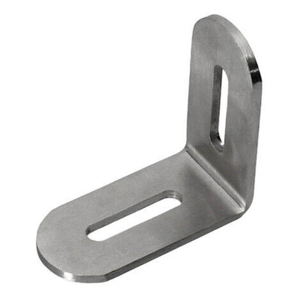 Winkelverbinder aus Metall mit Langloch für vielseitige Montageanwendungen.