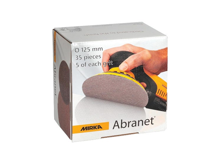 Mirka Abranet Netzschleifscheiben Ø 125 mm Klett / Mix-Pack 5 von jeder Körnung 80, 120, 180, 240, 320, 400, 600 / 35 Stk / Für alle 125mm Exzenterschleifer und Schleifmaschinen